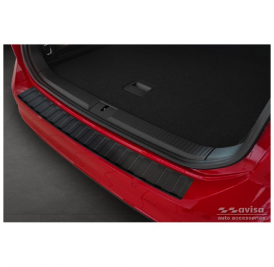 Protector de parachoques trasero en acero inoxidable negro mate para Volkswagen Passat 3G Variant 2014- 'Ribs