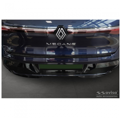 Protector de parachoques trasero de acero inoxidable negro mate adecuado para Renault Megane E-Tech 2022- 'Ribs'.