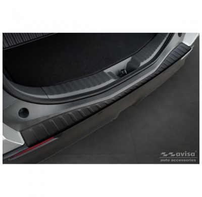 Protector de parachoques trasero de acero inoxidable negro mate adecuado para Toyota bZ4X 2021- & Subaru Solterra 2022- 'Ribs'