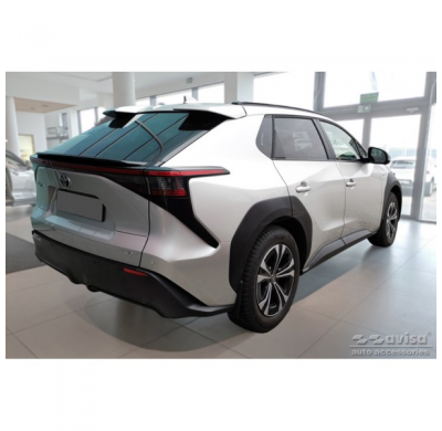 Protector de parachoques trasero de acero inoxidable negro mate adecuado para Toyota bZ4X 2021- & Subaru Solterra 2022- 'Ribs'