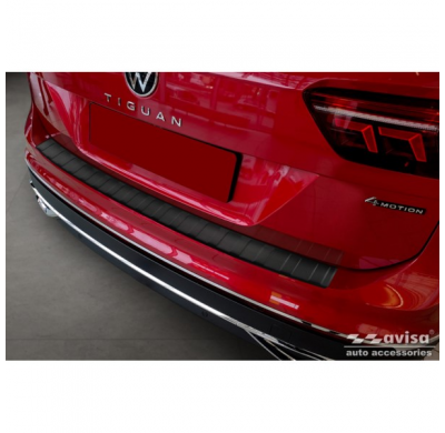 Protector de parachoques trasero de acero inoxidable negro mate apto para Volkswagen Tiguan II / Allspace incl. Estiramiento fac