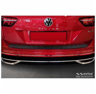 Protector de parachoques trasero de acero inoxidable negro mate apto para Volkswagen Tiguan II / Allspace incl. Estiramiento fac