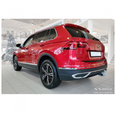 Protector de parachoques trasero de acero inoxidable negro mate apto para Volkswagen Tiguan II / Allspace incl. Estiramiento fac