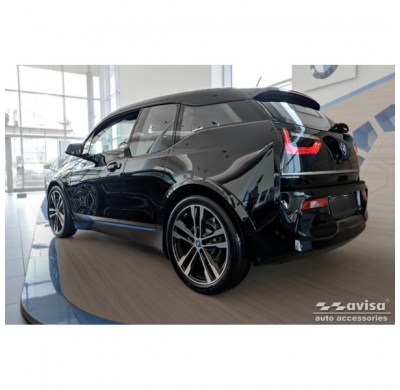 Protector de parachoques trasero de acero inoxidable negro mate adecuado para BMW i3 (i01) Facelift 2017-2022 'Ribs'