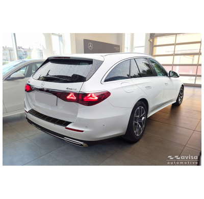 Protector de parachoques trasero de acero inoxidable negro mate apto para Mercedes Clase E (S214) Estate 2023 - 'Ribs'