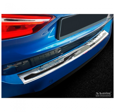 Protector De Paragolpes Trasero Acero Inox 'Deluxe' Bmw X1 F48 2015- 'Performance' Plata Mirror/Negro Carbon