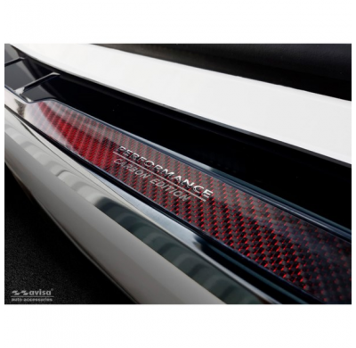 Protector De Paragolpes Trasero Acero Inox 'Deluxe' Bmw 5-Series G31 Touring 2017- 'Performance' Negro Mirror/Rojo-Negro Carbon