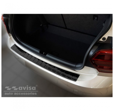 Protector de parachoques trasero de acero inoxidable negro valido para Volkswagen Polo VI 5 puertas 2017- 'Ribs'