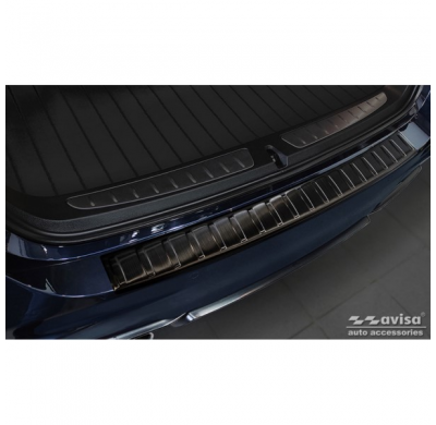 Protector de parachoques trasero de acero inoxidable negro valido para BMW Serie 3 (F31) Touring 2012-2015 y FL 2015-2019 'Ribs'