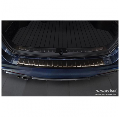 Protector de parachoques trasero de acero inoxidable negro valido para BMW Serie 3 (F31) Touring 2012-2015 y FL 2015-2019 'Ribs'