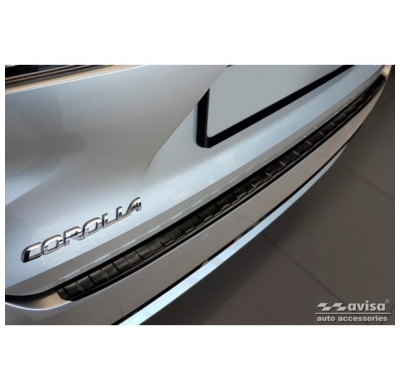 Protector de parachoques trasero de acero inoxidable negro valido para Toyota Corolla XII Combi 2019- 'Ribs'