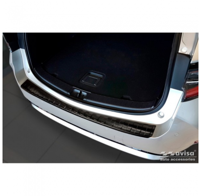 Protector de parachoques trasero de acero inoxidable negro valido para Toyota Corolla XII Combi 2019- 'Ribs'