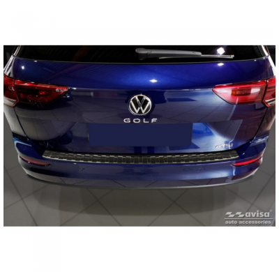 Protector de parachoques trasero de acero inoxidable negro valido para Volkswagen Golf VIII Variant 2020- 'Ribs'