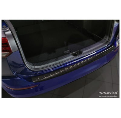 Protector de parachoques trasero de acero inoxidable negro valido para Volkswagen Golf VIII Variant 2020- 'Ribs'