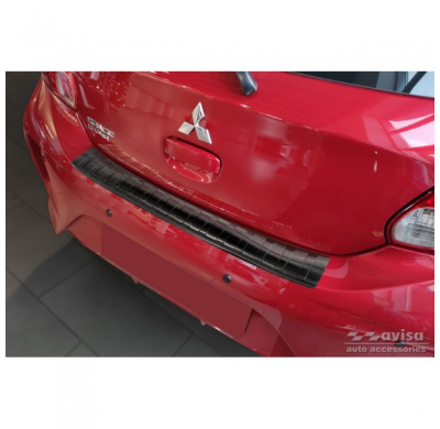 Protector de parachoques trasero de acero inoxidable negro apto para Mitsubishi Space Star Facelift 2020- 'Ribs'