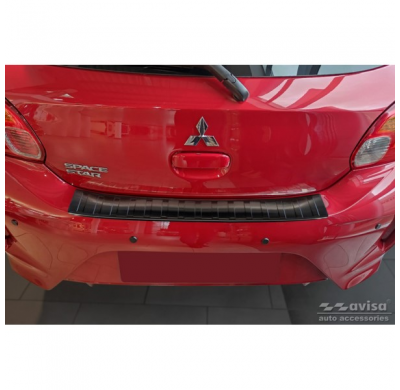 Protector de parachoques trasero de acero inoxidable negro apto para Mitsubishi Space Star Facelift 2020- 'Ribs'