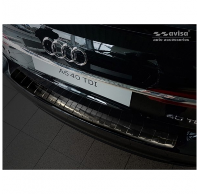 Protector negro acero paragolpes trasero Audi A6 (C8) Avant 2018- 'Ribs'