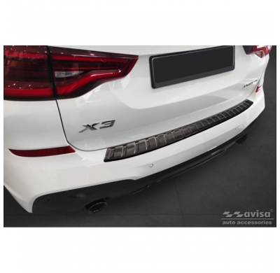 Protector de parachoques trasero de acero inoxidable negro adecuado para BMW X3 G01 M-Package 2017-2021 y Facelift 2021- 'Ribs'