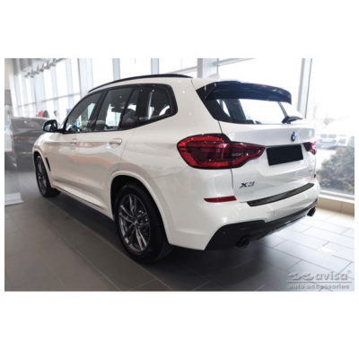 Protector de parachoques trasero de acero inoxidable negro adecuado para BMW X3 G01 M-Package 2017-2021 y Facelift 2021- 'Ribs'