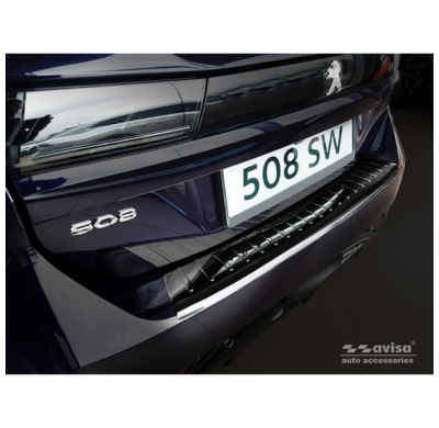 Protector negro acero paragolpes trasero Peugeot 508 II SW 2019- 'Ribs'