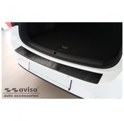 Protector de parachoques trasero de acero inoxidable negro valido para Seat Leon Sportstourer 2020- 'Ribs'