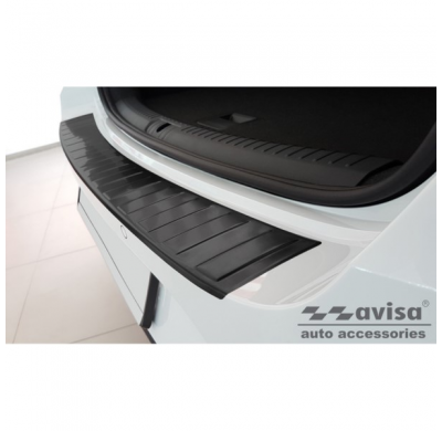 Protector de parachoques trasero de acero inoxidable negro valido para Seat Leon Sportstourer 2020- 'Ribs'