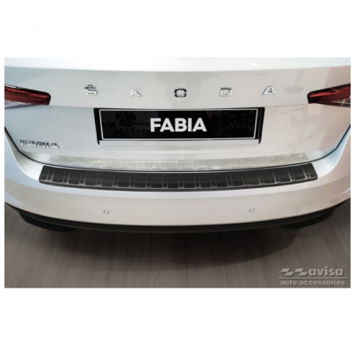 Protector de parachoques trasero de acero inoxidable negro apto para Skoda Fabia IV Hatchback 2021- 'Ribs'