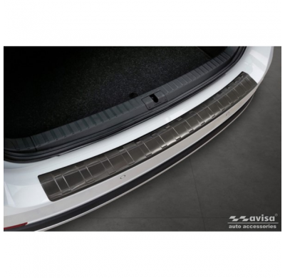 Protector de parachoques trasero de acero inoxidable negro apto para Skoda Octavia Scout (NX5) 2020- 'Ribs'