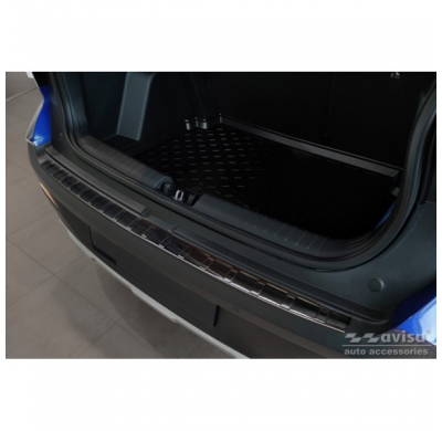 Protector de paragolpes trasero de acero inoxidable negro valido para Hyundai Bayon 2021- 'Ribs'
