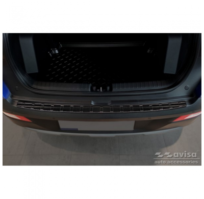 Protector de paragolpes trasero de acero inoxidable negro valido para Hyundai Bayon 2021- 'Ribs'
