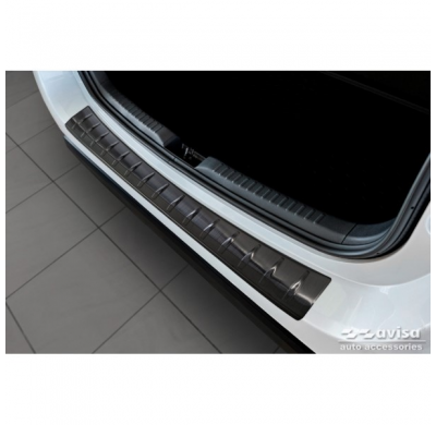 Protector de parachoques trasero de acero inoxidable negro apto para Mazda 2 Hybrid 2022- 'Ribs'