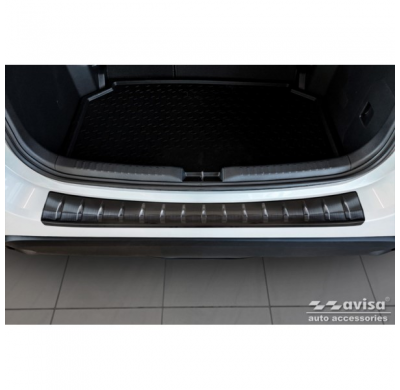 Protector de parachoques trasero de acero inoxidable negro apto para Mazda 2 Hybrid 2022- 'Ribs'