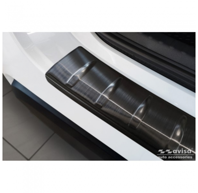 Protector de parachoques trasero de acero inoxidable negro apto para Mazda 2 Hybrid 2022- 'Ribs'