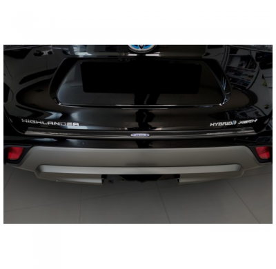 Protector de parachoques trasero en acero inoxidable negro para Toyota Highlander (XU70) 2020- 'Hybrid'.