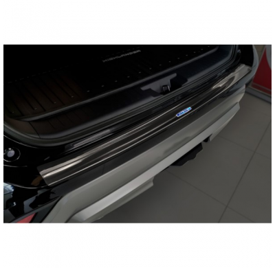 Protector de parachoques trasero en acero inoxidable negro para Toyota Highlander (XU70) 2020- 'Hybrid'.