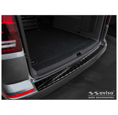 Protector de parachoques trasero de acero inoxidable negro valido para Volkswagen Caravelle T6 2015- & FL 2019- (con portón tras