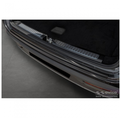 Protector de parachoques trasero de acero inoxidable negro apto para Mercedes EQC (N293) 2019- 'Ribs'