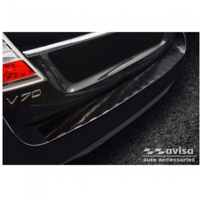 Protector de parachoques trasero de acero inoxidable negro valido para Volvo V70 Facelift 2013-2016 'Ribs'