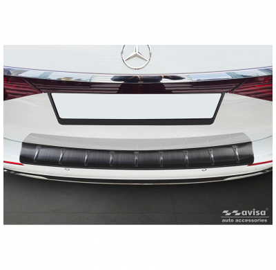 Protector de parachoques trasero de acero inoxidable negro apto para Mercedes Clase E (S214) Estate 2023 - 'Ribs'