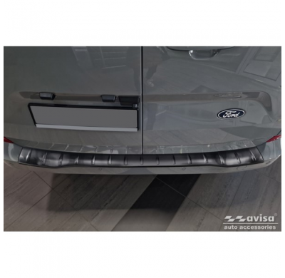 Protector de parachoques trasero de acero inoxidable negro apto para Ford Transit Custom 2023- 'Ribs'