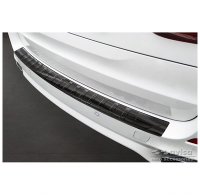 Protector de parachoques trasero de acero inoxidable negro valido para BMW X5 F15 2013-2018 con M-Pakage 'Ribs'