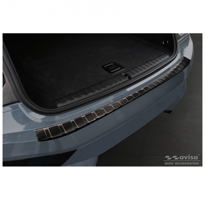 Protector de paragolpes trasero de acero inoxidable negro apto para BMW iX (I20) 2021- 'Ribs' AVISA