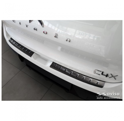 Protector de parachoques trasero de acero inoxidable negro apto para Citroën C4 X 2023- 'Ribs' (2 piezas)