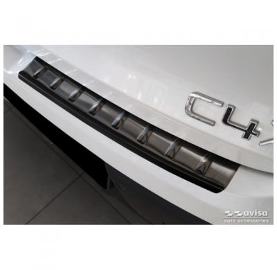 Protector de parachoques trasero de acero inoxidable negro apto para Citroën C4 X 2023- 'Ribs' (2 piezas)