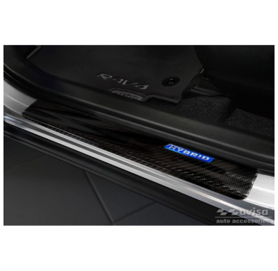 Protectores De Umbral De Puerta 3d Black Carbon Adecuados Para Toyota Rav-4 (5th Gen) 2018- 'Hybrid' 4 Piezas