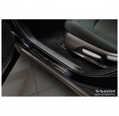 Protectores de umbral de puerta de carbono negro 3D adecuados para Toyota RAV-4 (5.a generación) 2018- y Suzuki Across 2022- 'Hy