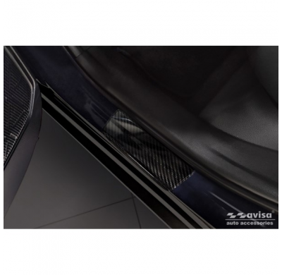 Protectores de umbral de puerta de carbono negro 3D adecuados para Toyota RAV-4 (5.a generación) 2018- y Suzuki Across 2022- 'Hy