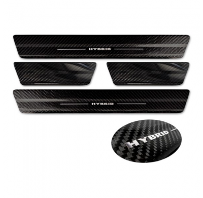 Protectores de umbral de puerta de carbono negro 3D adecuados para Toyota RAV-4 (5.a generación) 2018- y Suzuki Across 2022- 'Hy