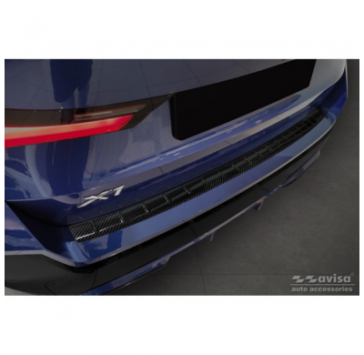 Protector de parachoques trasero Real 3D Carbon adecuado para BMW X1 con M-Package (U11) 2022- 'Ribs'