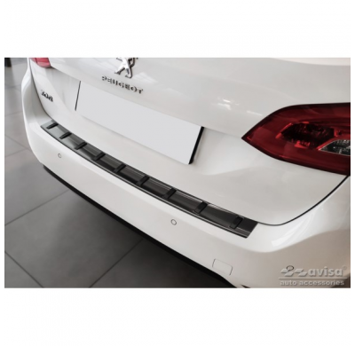 Protector de parachoques trasero de acero inoxidable negro para Peugeot 308 SW II 2013-2017 y Facelift 2017-2021 'STRONG EDITION